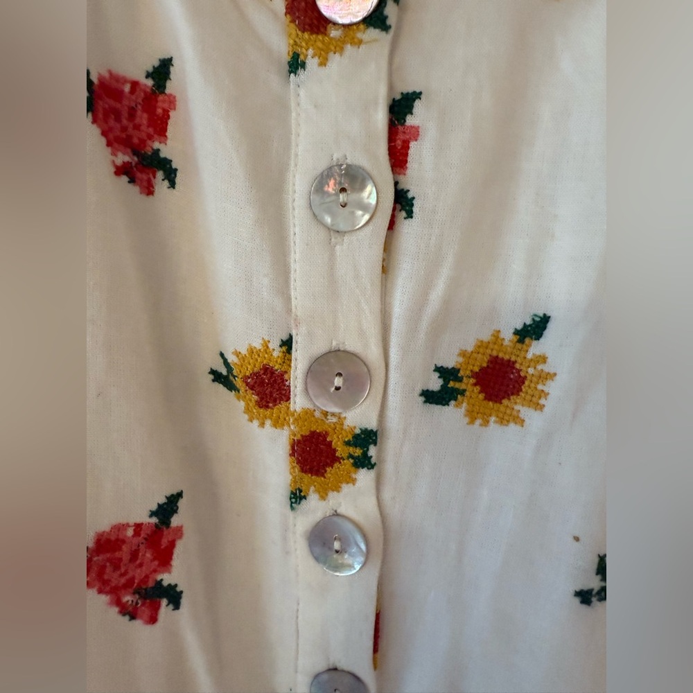 Farm Rio Embroidered Floral and White Midi Dress🌻 - Picture 3 of 6